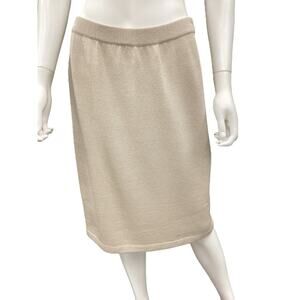 St. John Collection By Marie Gray Womens Skirt SZ10 Fine Knit Pencil Style Beige
